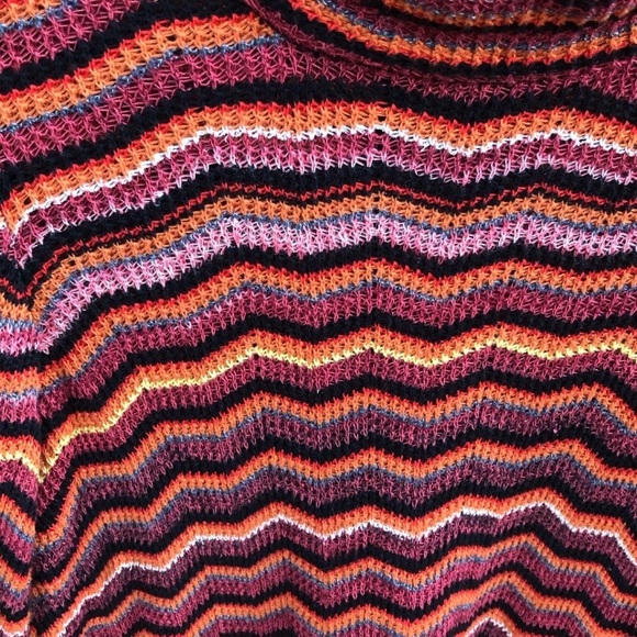 Free People knit red orange zig zag boho dress M - Picture 4 of 7